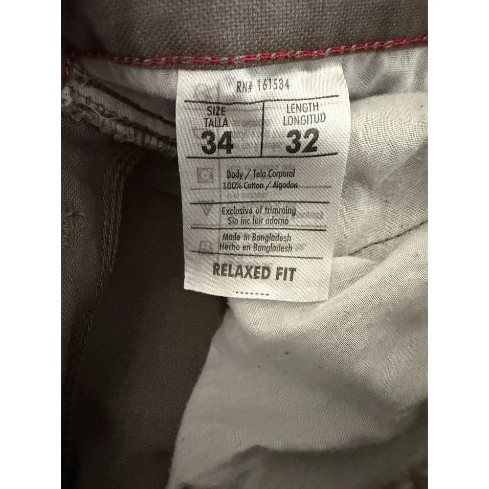 Mens Eddie Bauer Workwear Relaxed Fit Gray Pants Size 34 x 32 Cotton Rigid Work